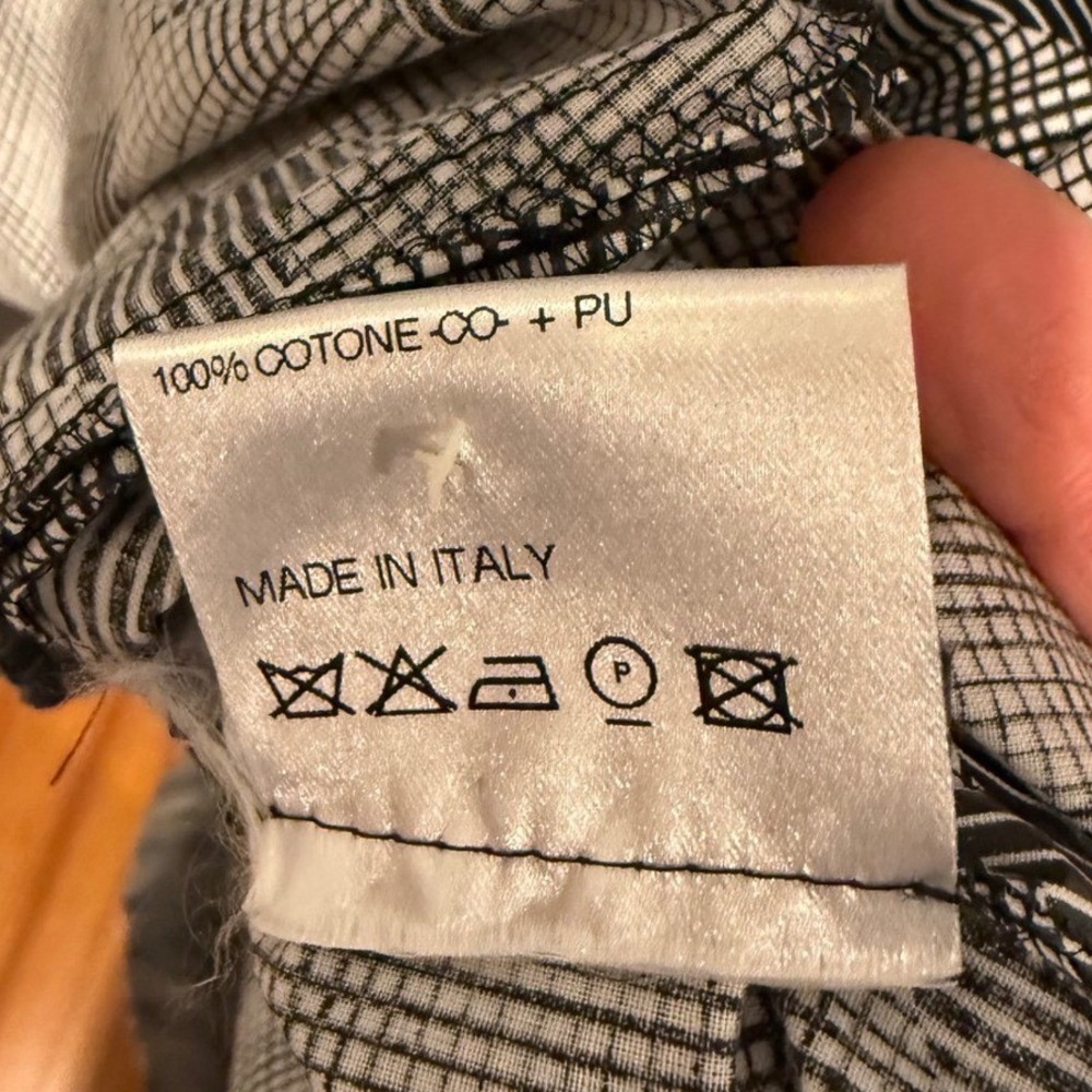 Hache Italy Womens Geometric Print Belted‎ Trench Coat Black White Made in Italy - Picture 5 of 5